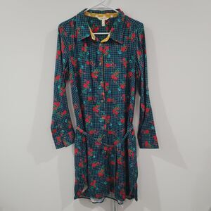 Matilda Jane Womens Button Up Shirt Dress Size Small Floral Cottagecore Colorful